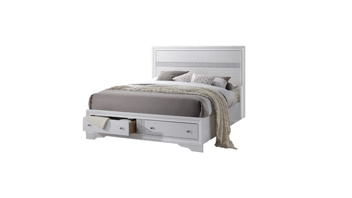 Traditional Style Full 4 Piece Storage Bedroom set made with Wood in White Default -DTYStore