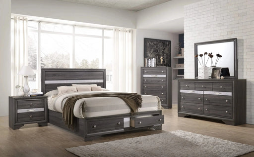 Traditional Style Full 5pc Storage Bedroom Set made with Wood in Gray Default -DTYStore