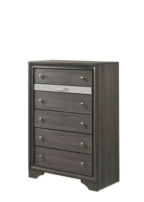 Traditional Style Full 5pc Storage Bedroom Set made with Wood in Gray- DTY Store