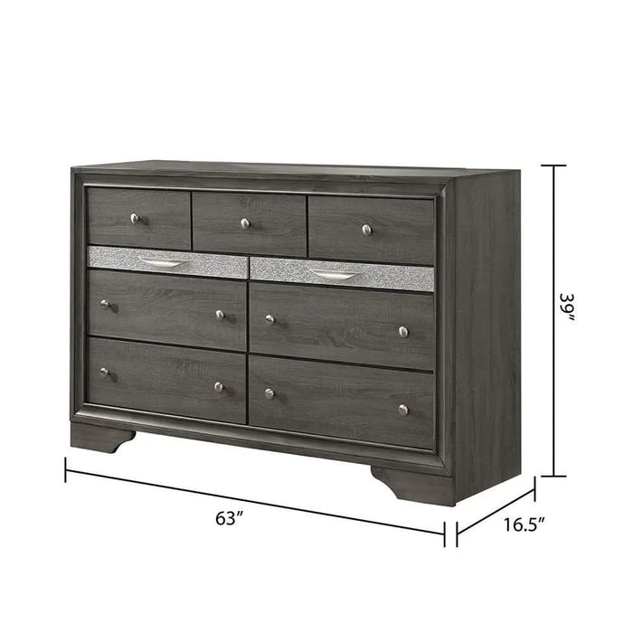 Traditional Style Full 5pc Storage Bedroom Set made with Wood in Gray - DTY Store
