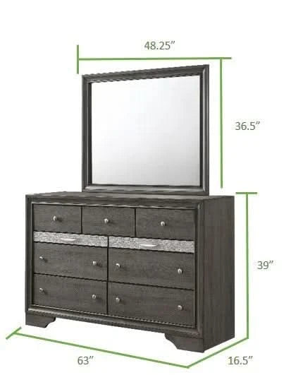 Traditional Style Full 5pc Storage Bedroom Set made with Wood in Gray - DTY Store