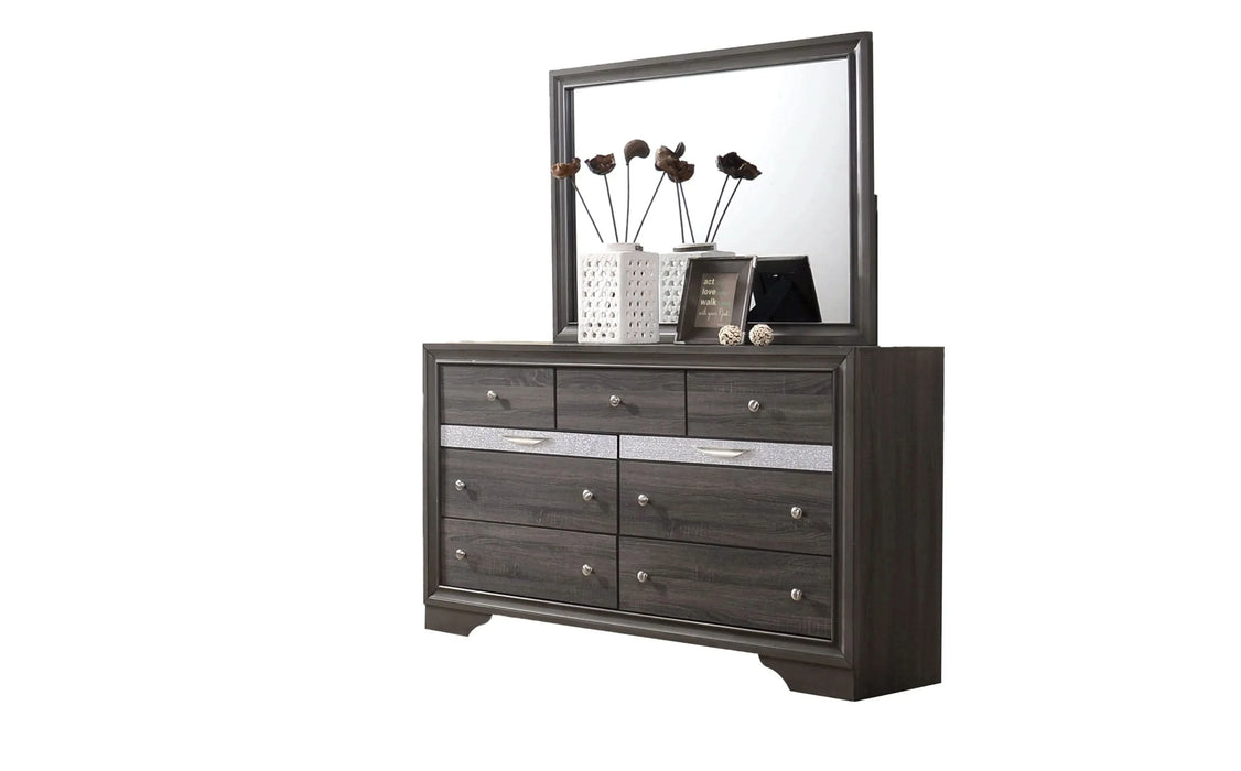 Traditional Style Full 5pc Storage Bedroom Set made with Wood in Gray - DTY Store