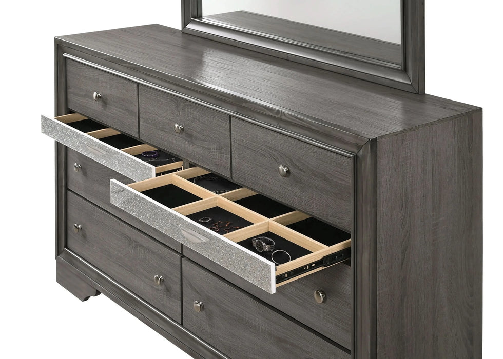 Traditional Style Full 5pc Storage Bedroom Set made with Wood in Gray - DTY Store