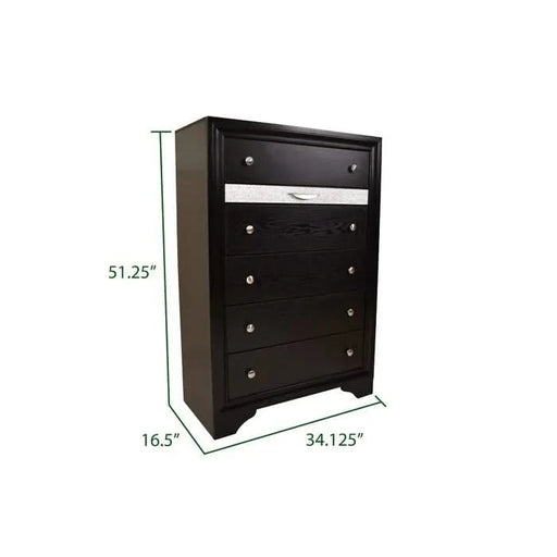 Traditional Style Queen 5 PC Storage Bedroom Set in Black made with Wood Default -DTYStore