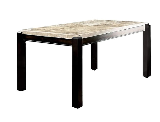 Transitional Dark Walnut Dining Table w Genuine Marble Top Ivory 1pc Rectangle Table Kitchen Dining Room Furniture Default -DTYStore