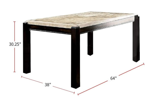 Transitional Dark Walnut Dining Table w Genuine Marble Top Ivory 1pc Rectangle Table Kitchen Dining Room Furniture Default -DTYStore