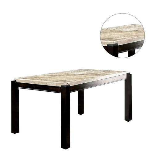 Transitional Dark Walnut Dining Table w Genuine Marble Top Ivory 1pc Rectangle Table Kitchen Dining Room Furniture Default -DTYStore