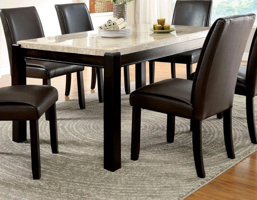 Transitional Dark Walnut Dining Table w Genuine Marble Top Ivory 1pc Rectangle Table Kitchen Dining Room Furniture Default -DTYStore