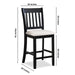 Transitional Rubberwood Dining Room Chairs Set of 2 with Slatted Back in Black Finish Default -DTYStore