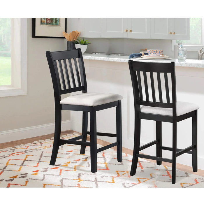 Transitional Rubberwood Dining Room Chairs Set of 2 with Slatted Back in Black Finish Default -DTYStore