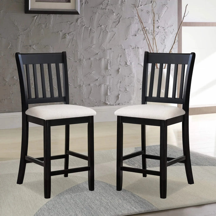 Transitional Rubberwood Dining Room Chairs Set of 2 with Slatted Back in Black Finish Default -DTYStore