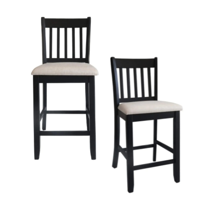 Transitional Rubberwood Dining Room Chairs Set of 2 with Slatted Back in Black Finish Default -DTYStore