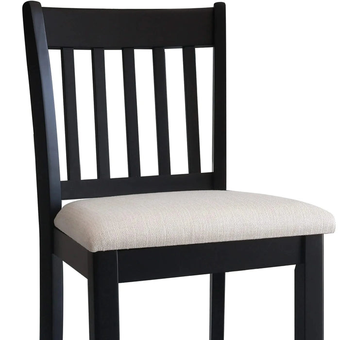 Transitional Rubberwood Dining Room Chairs Set of 2 with Slatted Back in Black Finish Default -DTYStore