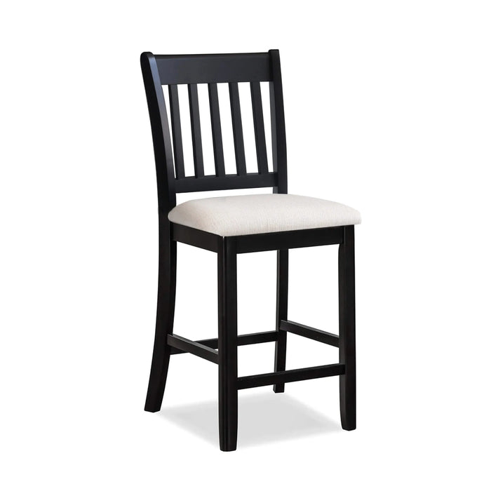 Transitional Rubberwood Dining Room Chairs Set of 2 with Slatted Back in Black Finish Default -DTYStore