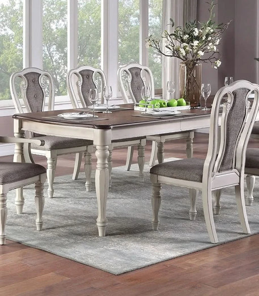 Transitional Style 1pc Dining Table w 2x Leaves Antique White Finish Oak Top Rectangle Table Kitchen Dining Room Default -DTYStore