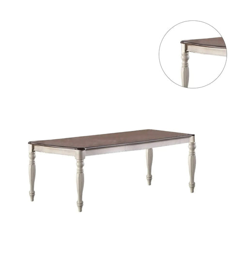 Transitional Style 1pc Dining Table w 2x Leaves Antique White Finish Oak Top Rectangle Table Kitchen Dining Room Default -DTYStore