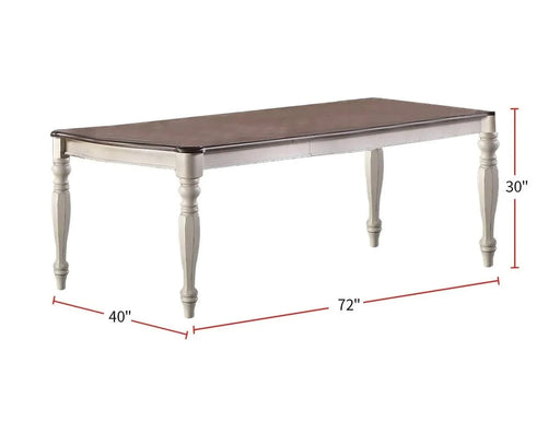 Transitional Style 1pc Dining Table w 2x Leaves Antique White Finish Oak Top Rectangle Table Kitchen Dining Room Default -DTYStore