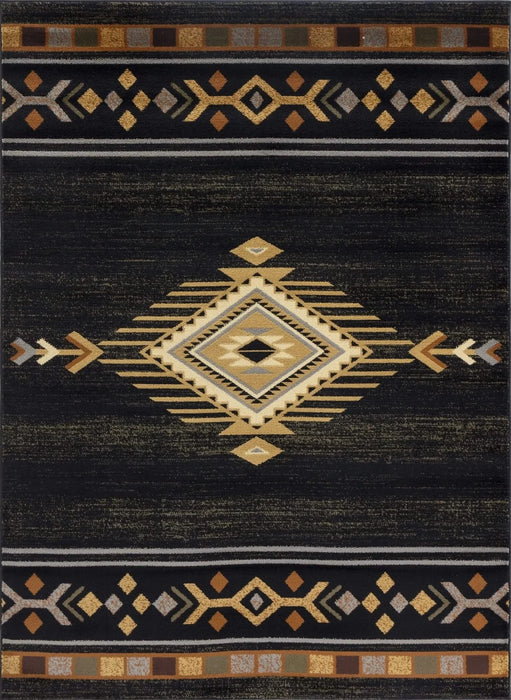 Tribes GC_YLS4001 Black 2 ft. x 3 ft. Southwest Area Rug Default -DTYStore