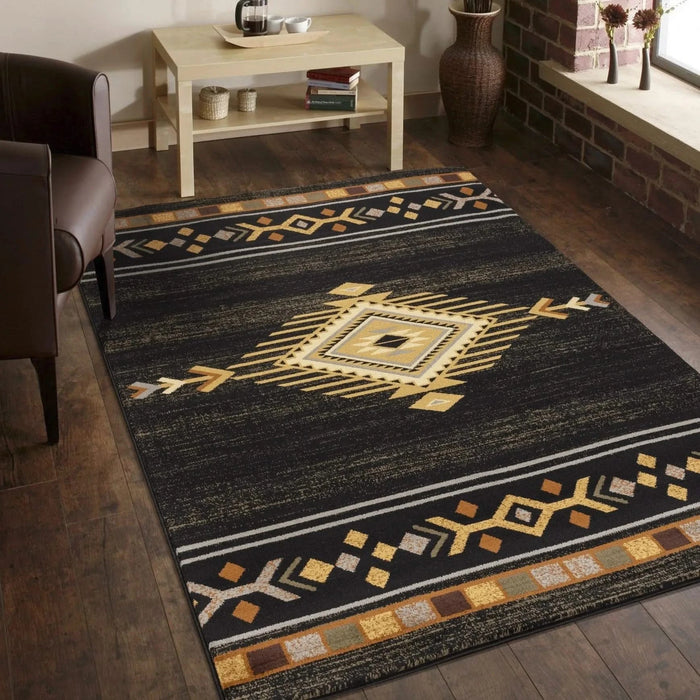 Tribes GC_YLS4001 Black 2 ft. x 3 ft. Southwest Area Rug Default -DTYStore