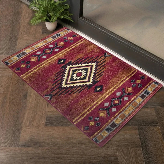 Tribes GC_YLS4002 Red 2 ft. x 3 ft. Southwest Area Rug Default -DTYStore