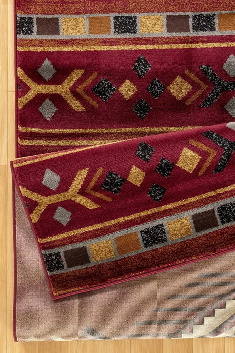 Tribes GC_YLS4002 Red 5 ft. 3 in. x 7 ft. 3 in. Southwest Area Rug Default -DTYStore