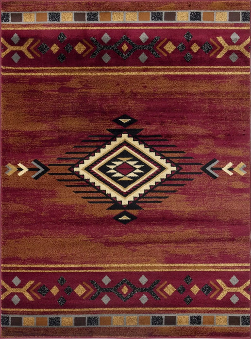 Tribes GC_YLS4002 Red 5 ft. 3 in. x 7 ft. 3 in. Southwest Area Rug Default -DTYStore