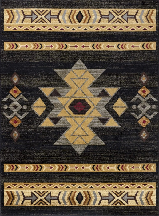Tribes GC_YLS4004 Black 7 ft. 10 in. x 10 ft. 3 in. Southwest Area Rug Default -DTYStore