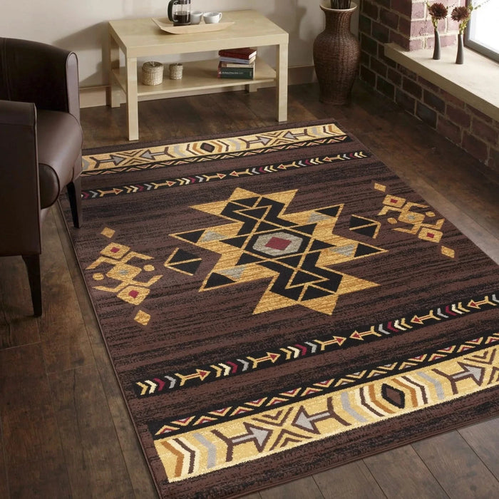 Tribes GC_YLS4005 Brown 2 ft. x 3 ft. Southwest Area Rug Default -DTYStore