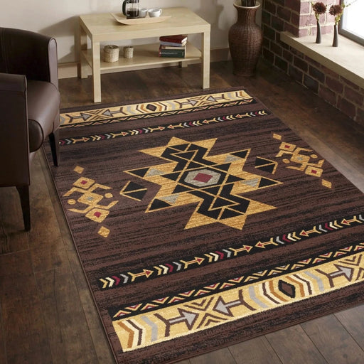 Tribes GC_YLS4005 Brown 7 ft. 10 in. x 10 ft. 3 in. Southwest Area Rug Default -DTYStore