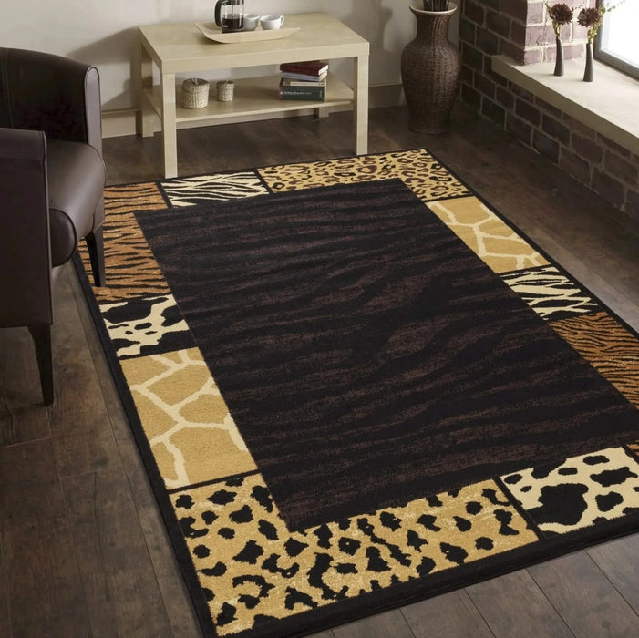 Tribes GC_YLS4013 Black 7 ft. 10 in. x 10 ft. 3 in. Animal Print Area Rug Default -DTYStore