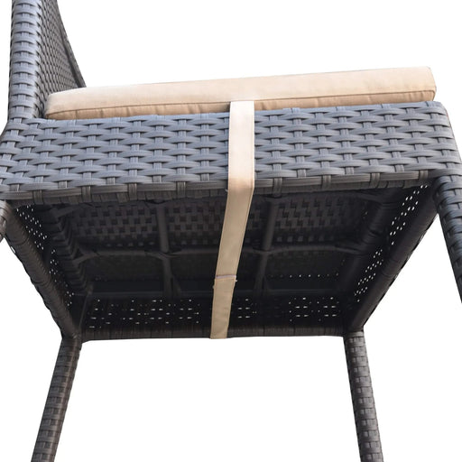 Tropez Outdoor Patio Wicker Barstool with Water Resistant Beige Fabric Cushions Default -DTYStore