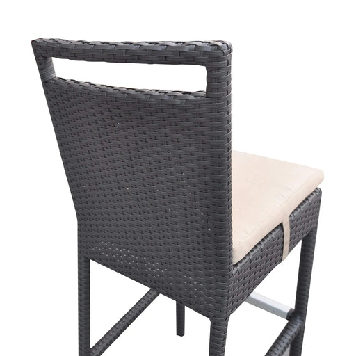 Tropez Outdoor Patio Wicker Barstool with Water Resistant Beige Fabric Cushions Default -DTYStore