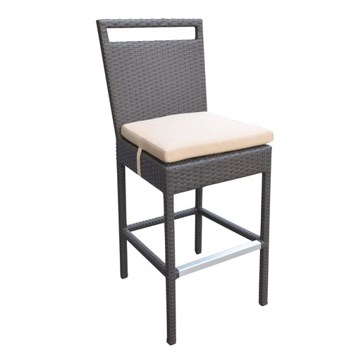 Tropez Outdoor Patio Wicker Barstool with Water Resistant Beige Fabric Cushions Default -DTYStore
