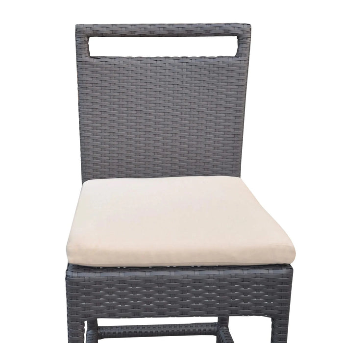 Tropez Outdoor Patio Wicker Barstool with Water Resistant Beige Fabric Cushions Default -DTYStore