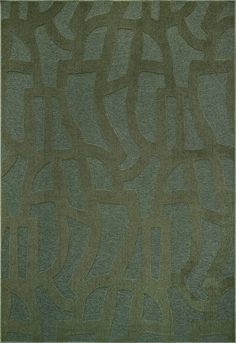Tweed Berkley Green Polyester High-Low Area Rug Default -DTYStore