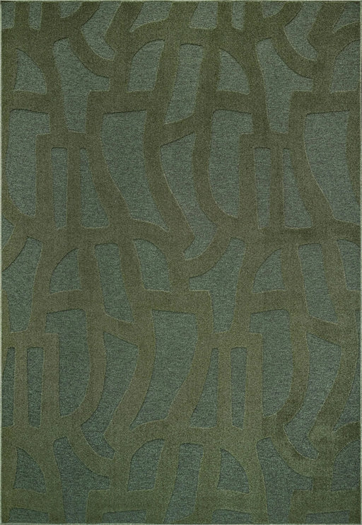 Tweed Berkley Green Polyester High-Low Area Rug Default -DTYStore