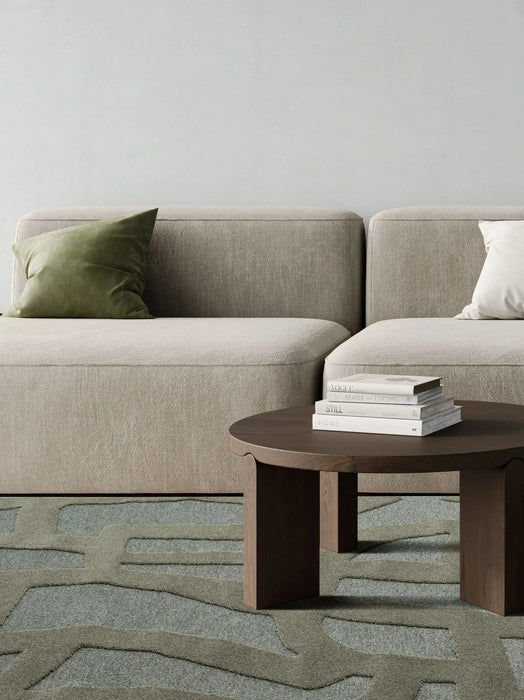 Tweed Berkley Green Polyester High-Low Area Rug Default -DTYStore