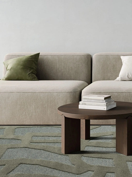 Tweed Berkley Green Polyester High-Low Area Rug Default -DTYStore