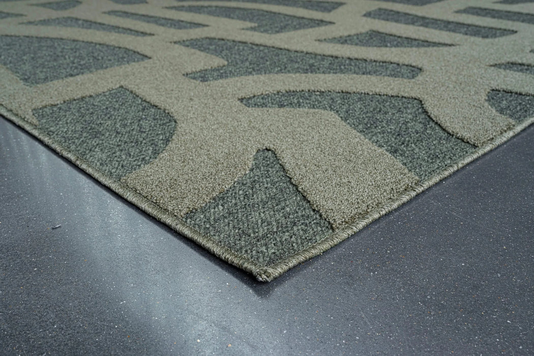 Tweed Berkley Green Polyester High-Low Area Rug Default -DTYStore