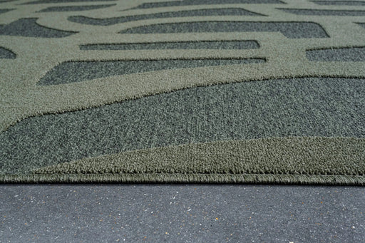 Tweed Berkley Green Polyester High-Low Area Rug Default -DTYStore