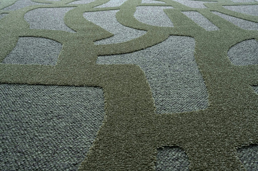 Tweed Berkley Green Polyester High-Low Area Rug Default -DTYStore