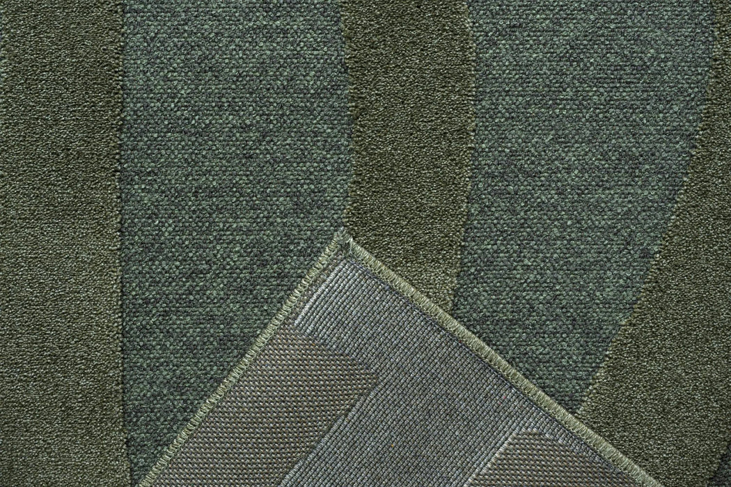Tweed Berkley Green Polyester High-Low Area Rug Default -DTYStore
