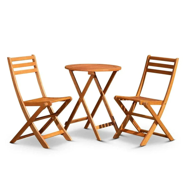 Twin Lakes Eucalyptus Outdoor 3-Piece Café Bistro Set -DTYStore