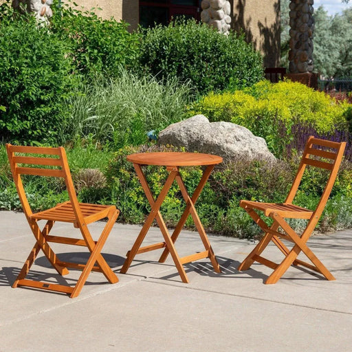 Twin Lakes Eucalyptus Outdoor 3-Piece Café Bistro Set -DTYStore