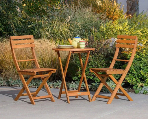 Twin Lakes Eucalyptus Outdoor 3-Piece Café Bistro Set -DTYStore
