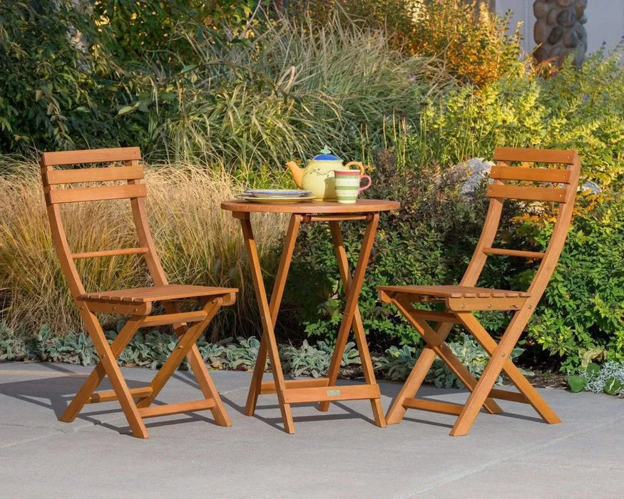 Twin Lakes Eucalyptus Outdoor 3-Piece Café Bistro Set -DTYStore