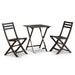 Twin Lakes Eucalyptus Outdoor 3-Piece Café Bistro Set Square Espresso -DTYStore