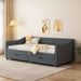 Twin Size Daybed with Drawers Upholstered Tufted Sofa Bed, with Button on Back and Piping on Waved Shape Arms-Dark Grey Default -DTYStore