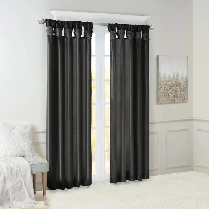 Twist Tab Lined Window Curtain Panel Black 50x108' Default -DTYStore