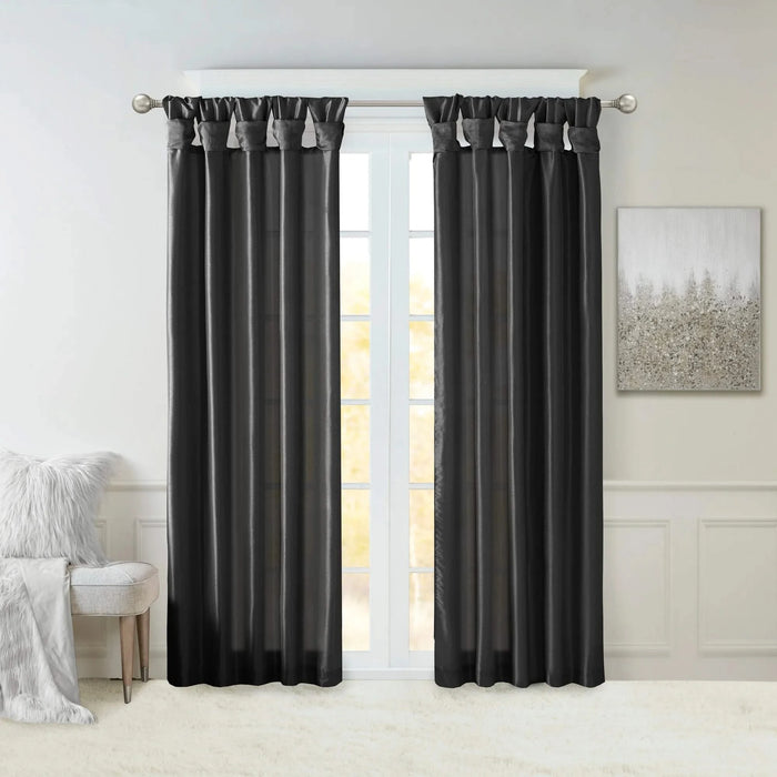Twist Tab Lined Window Curtain Panel Black 50x108' Default -DTYStore